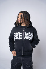 "FREDÖM" ZIP UP (BLACK)
