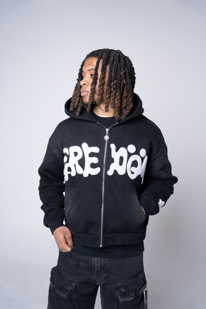 "FREDÖM" ZIP UP (BLACK)