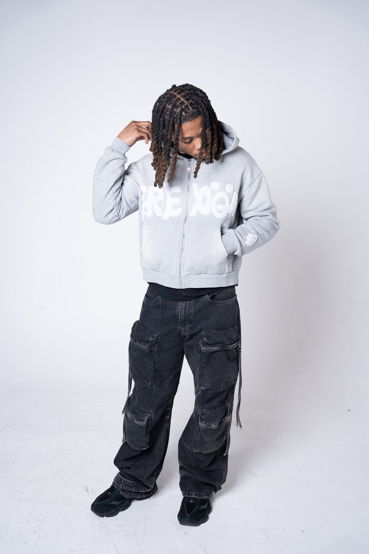 "FREDÖM" ZIP UP (FADED GRAY)